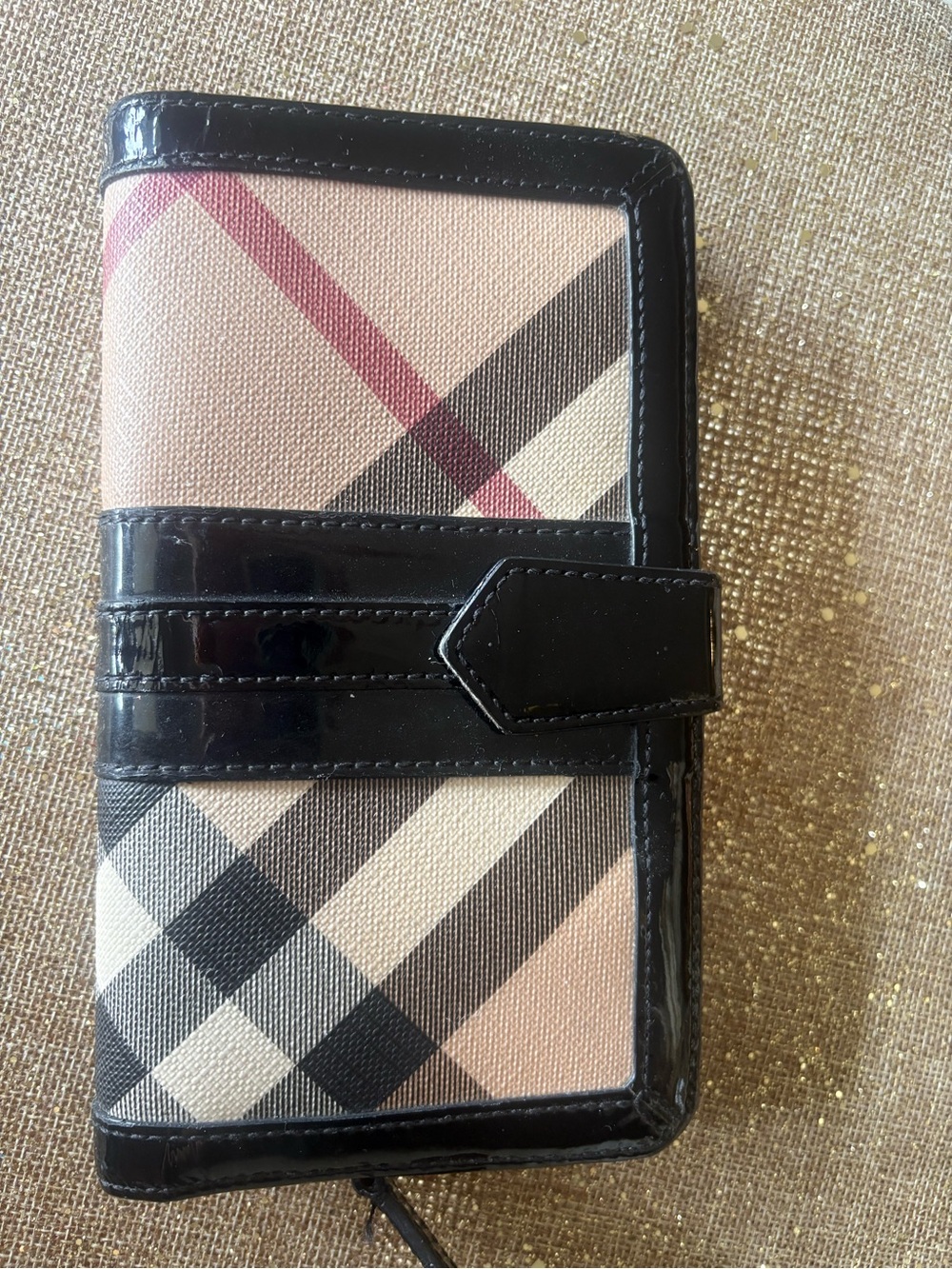 Burberry Black Leather Card Holder with Embossed Equestrian Logo